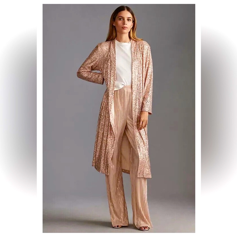 NWOT Anthropologie large rose sequin duster